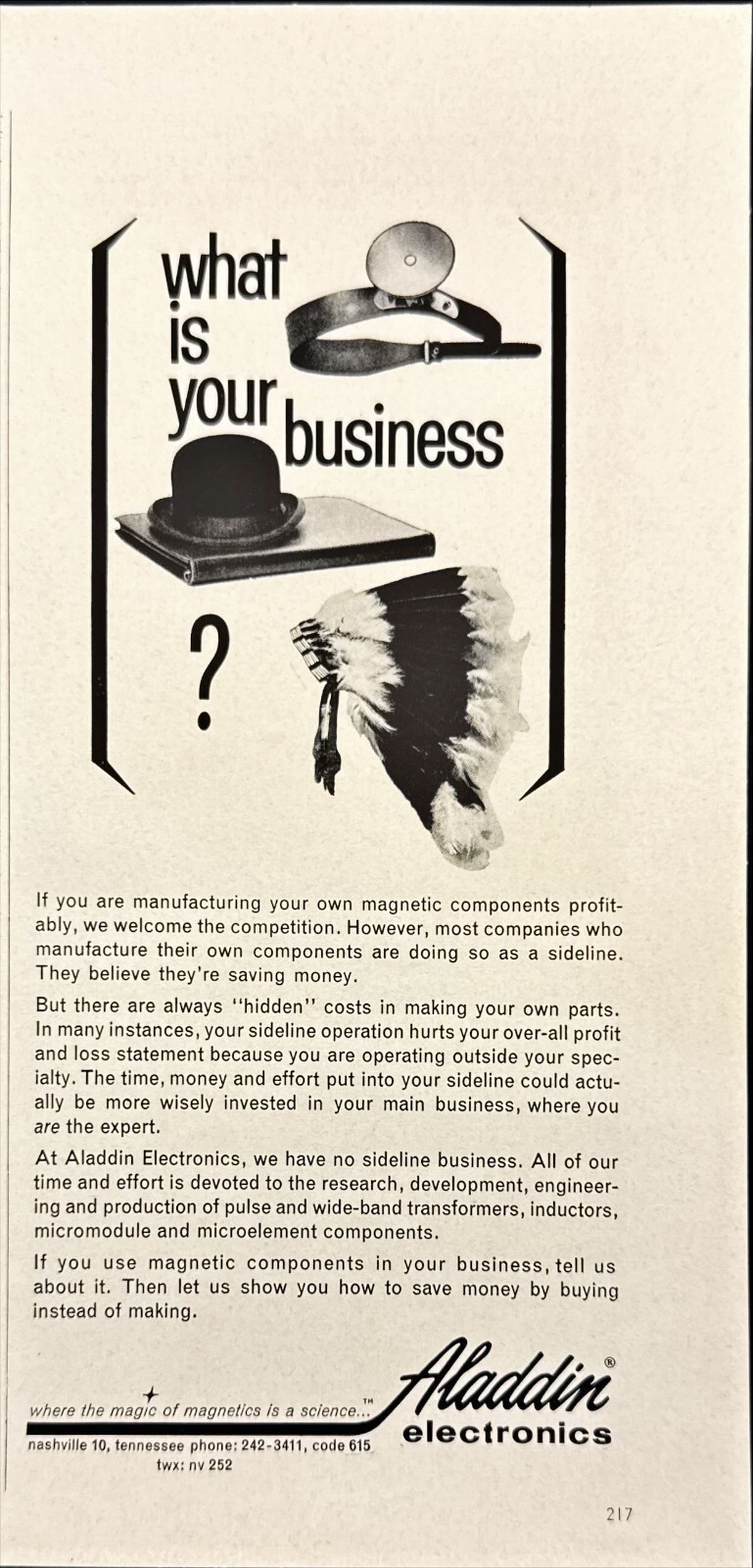 Aladdin Electronics Magnetics in Science Nashville TN Vintage Print Ad 1962