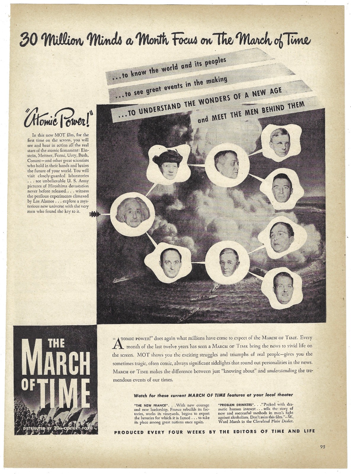 The March of Time Vintage Documentary Ad 1940s Pop Culture Wall Art 1946