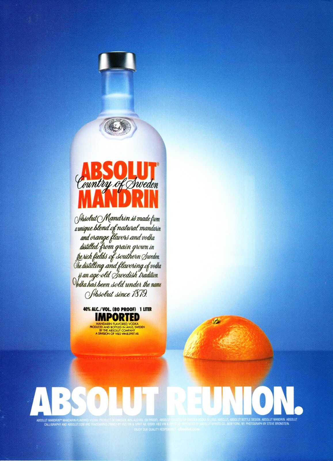 ABSOLUT REUNION VODKA AD 2001 VERY RARE OUT OF PRINT