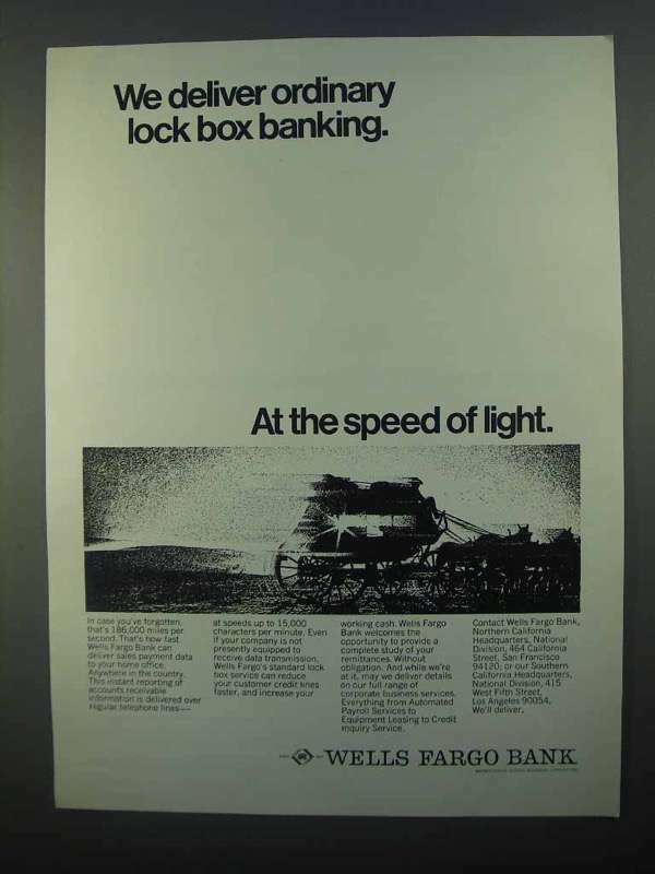 1968 Wells Fargo Bank Ad – Deliver Lock Box Banking