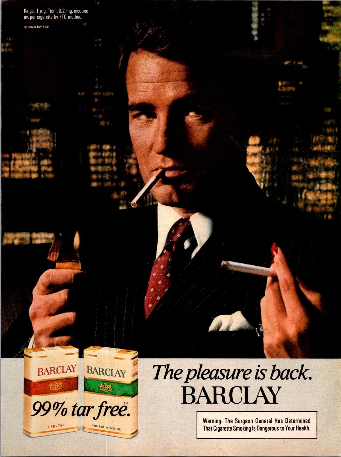 Barclay cigarettes The Pleasure is back B&W T Co. print ad