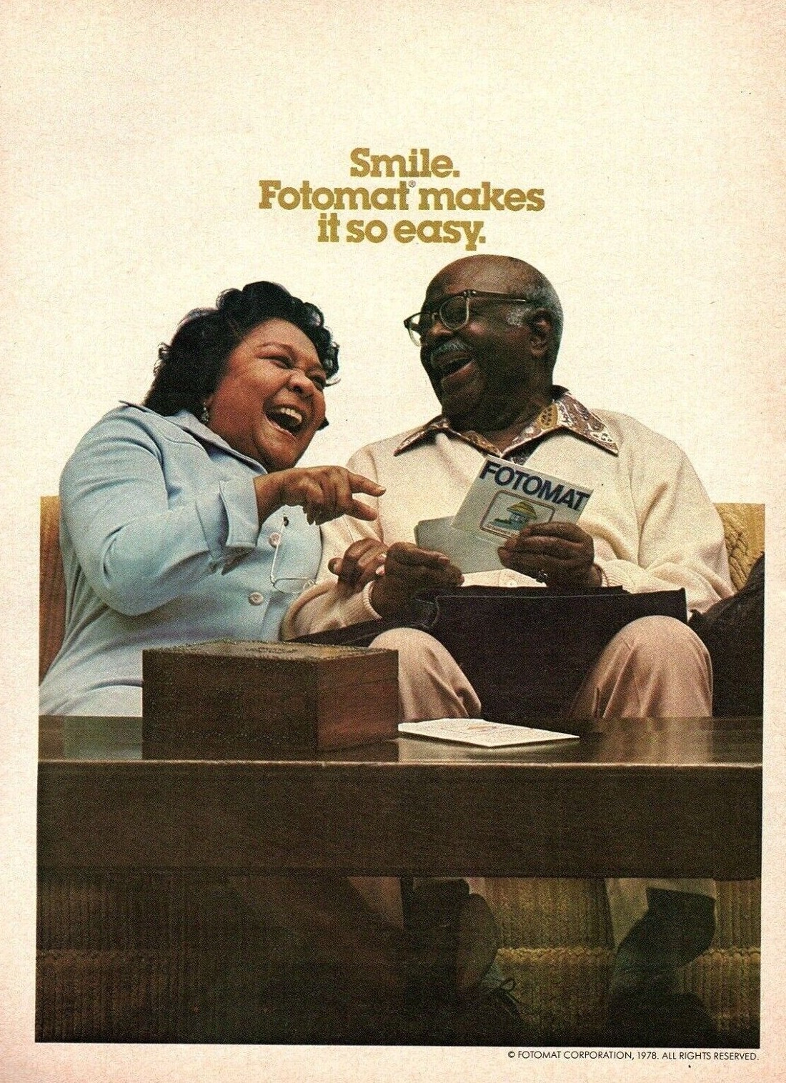vtg 70s FOTOMAT MAGAZINE PRINT AD Seventies Black America Family Photos PINUP