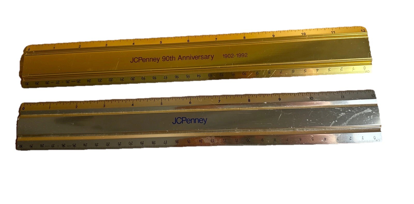 Vintage 1992 JCPenney 90th Anniversary Anodized Aluminum 12″ Advertising Ruler