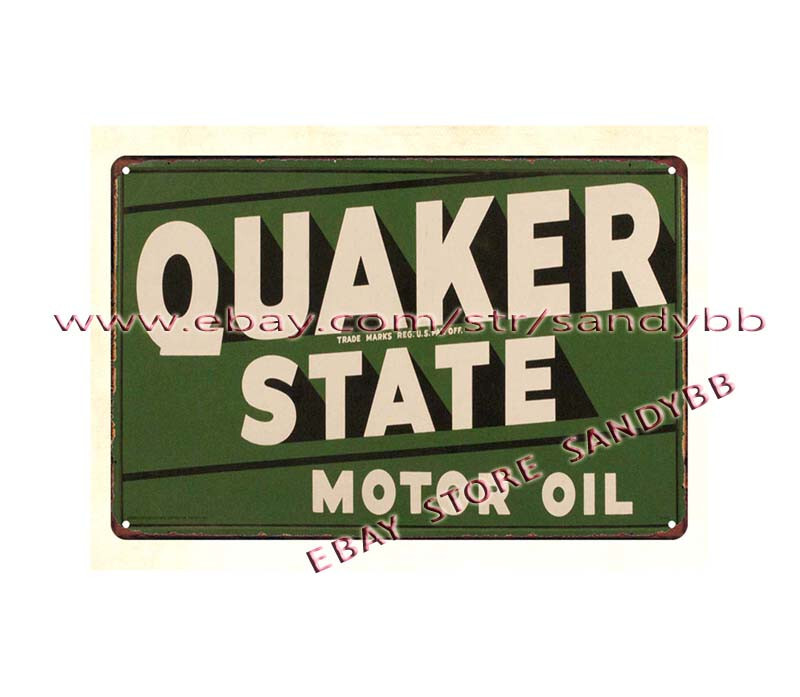 1950s QUAKER STATE motor oil metal tin sign retro home decor pub studio plaque