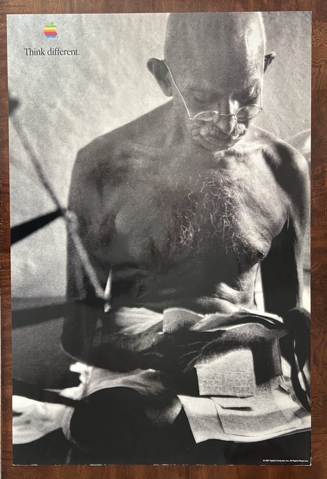 Vintage Apple Think Different 24×36” Poster – Gandhi Steve Jobs