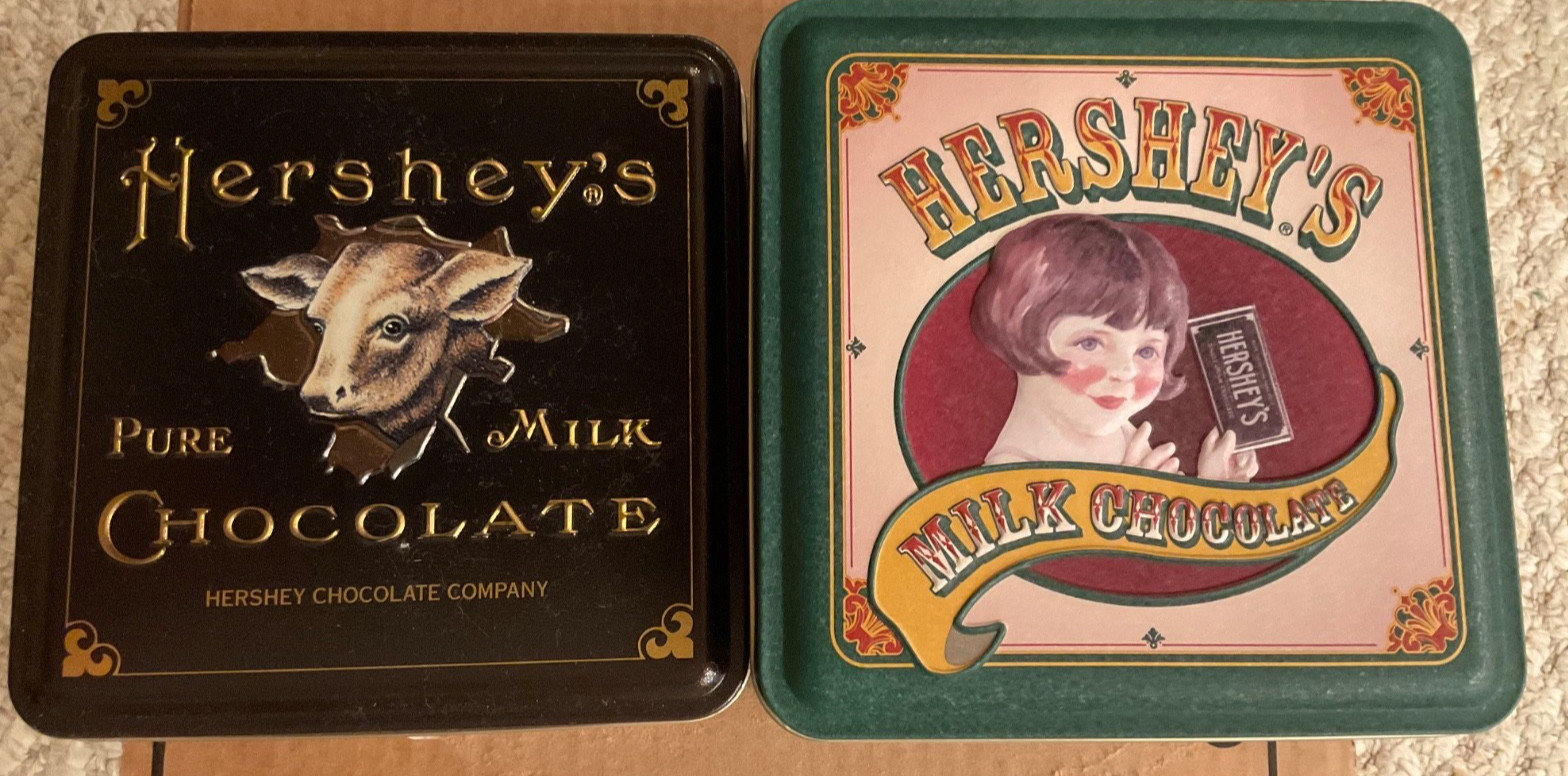 Lot of 2 Hershey’s Milk Chocolate Metal Tin Box Vintage Edition #5 & #6