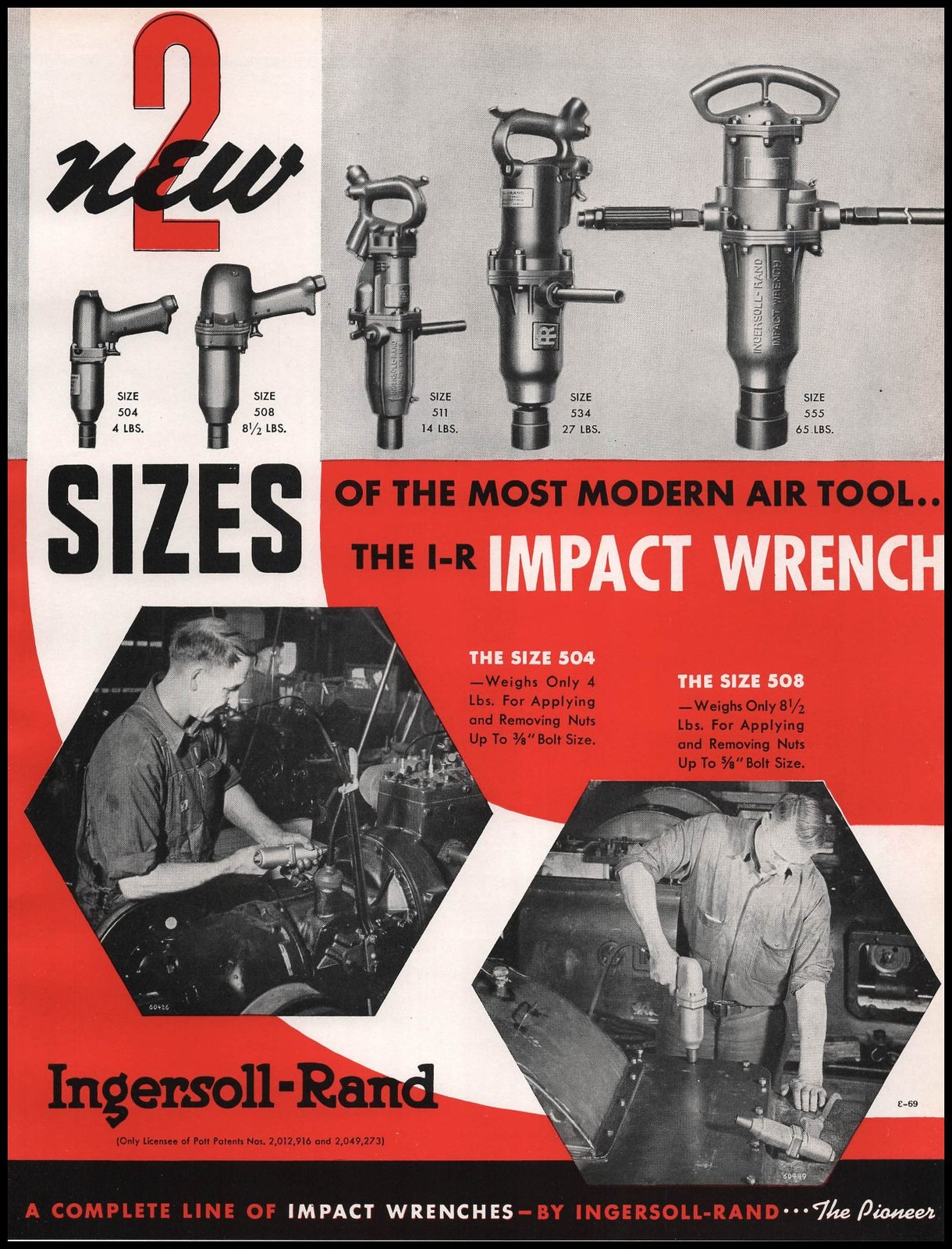 1941 Ingersoll Rand New York Photos Size 504 & 508 Air Impact Wrenches Print Ad