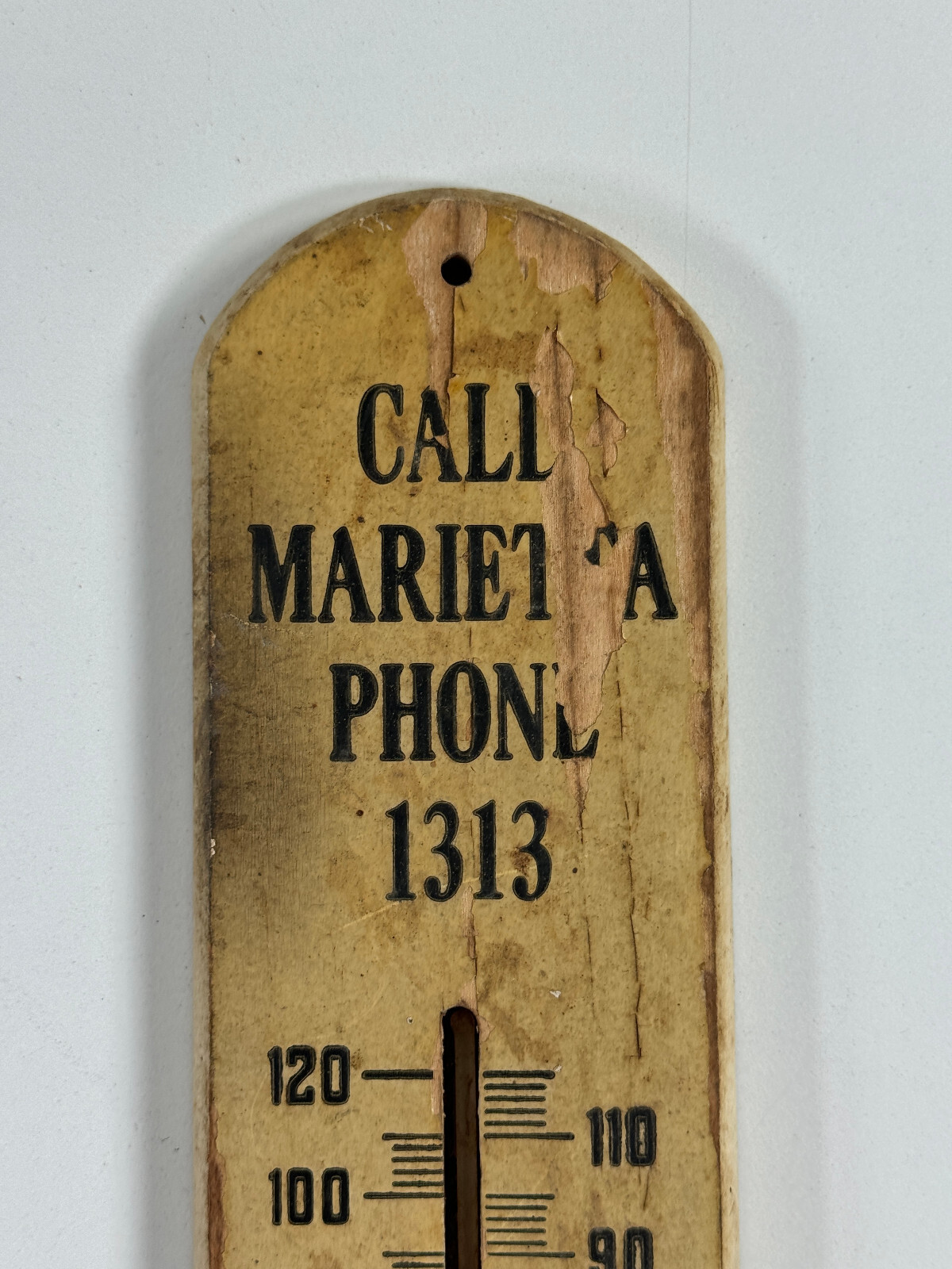 Antique Marietta Fertilizer Advertising Wood Thermometer OHIO dead
