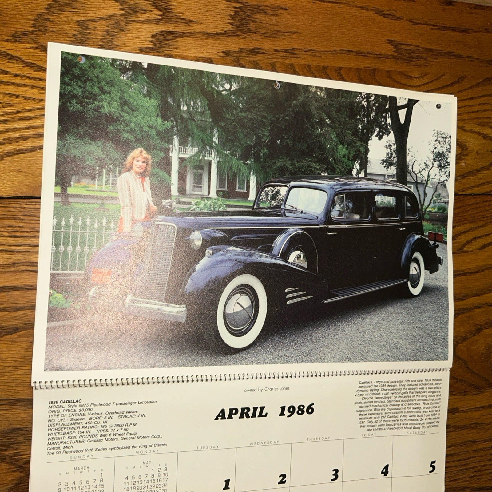 1986 Collector’s Edition LARGE Calendar Napa Advertising Scrapbooking Aurora