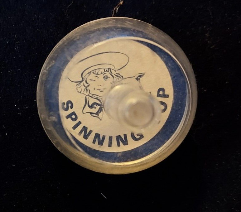 Vintage Clear Plastic Toy Spinning Top AD Premium BUSTER BROWN SHOES Tige