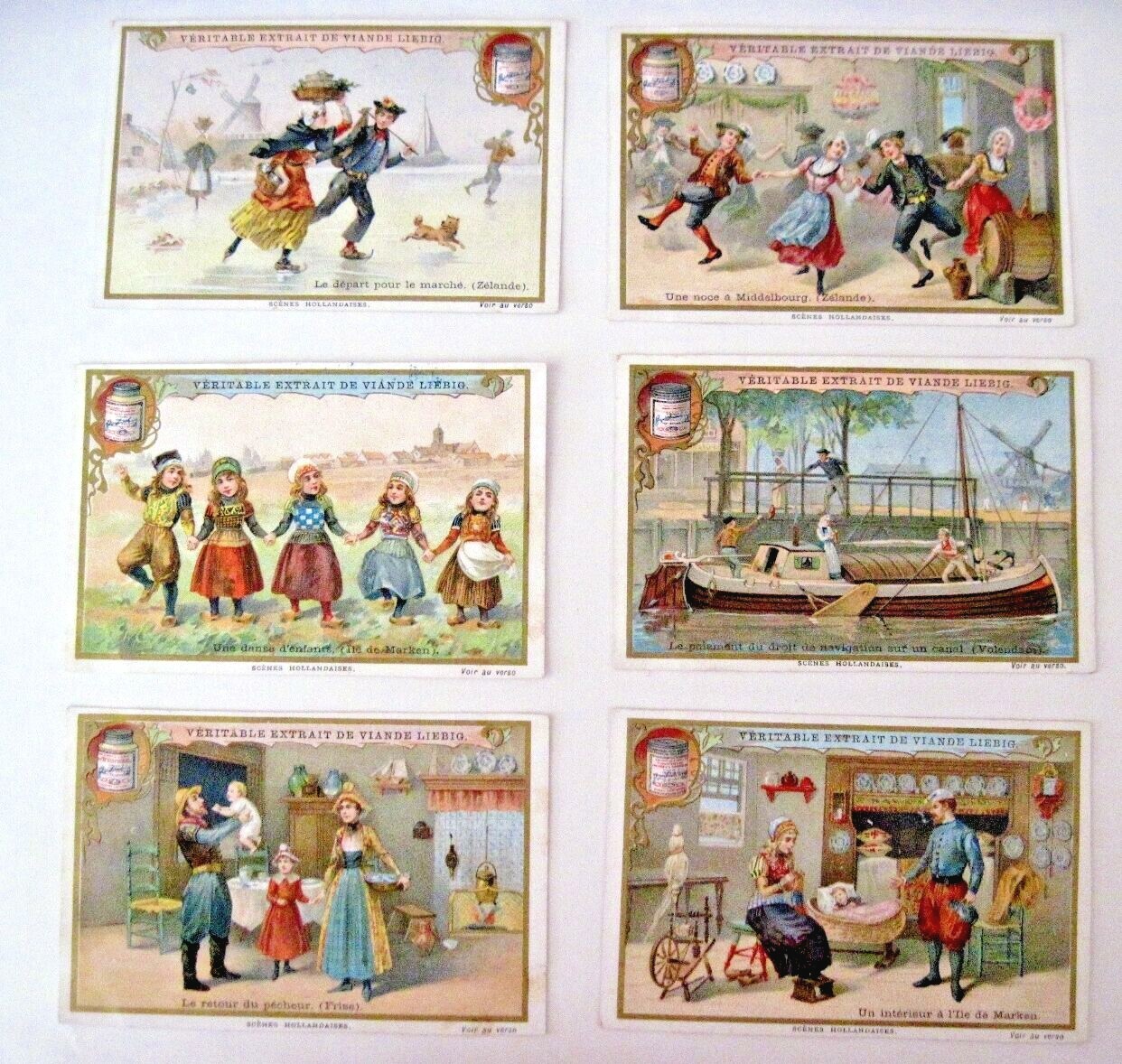 1901 Victorian Trade Card Set – Liebig’s Fleisch-Extract – Dutch Scenes *