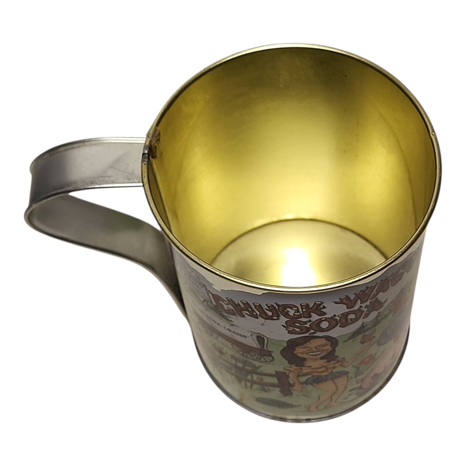 Chuck Wagon Soda Tin Mug Cup Rustic Country Hillbilly Novelty 5.25″ Tall Vintage
