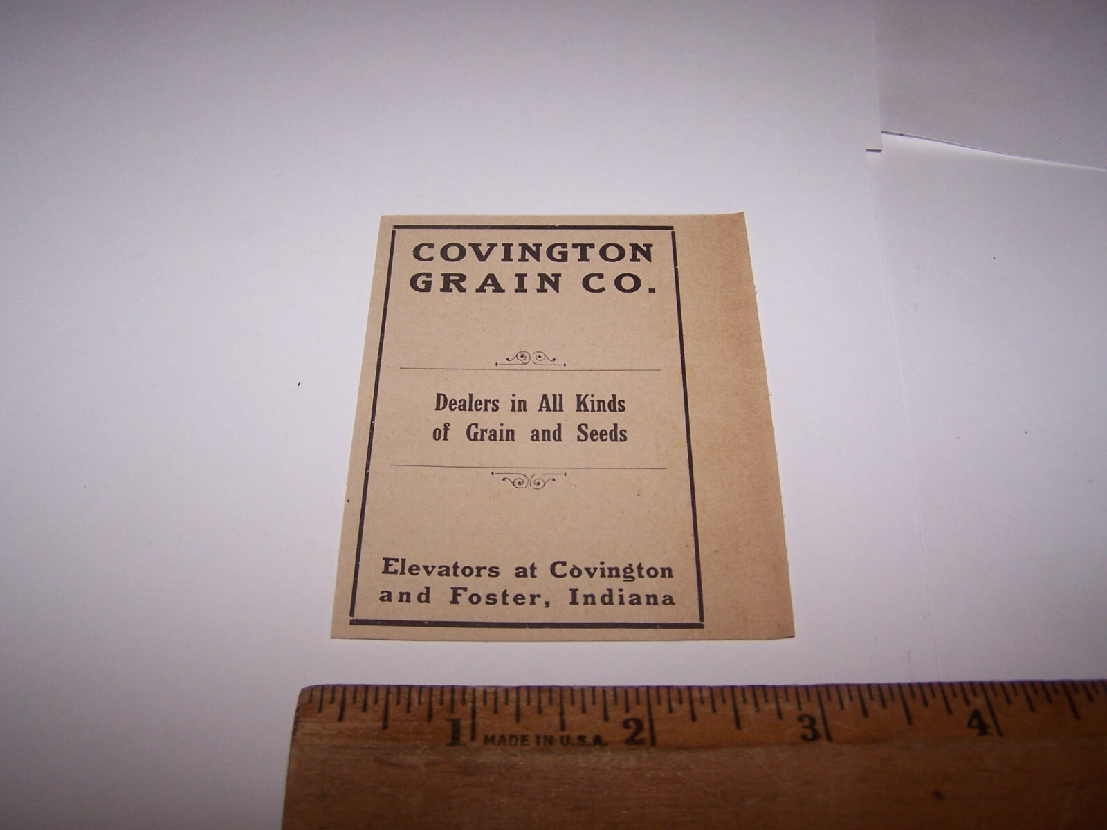1920 COVINGTON GRAIN COMPANY Paper Ad FOSTER & COVINGTON INDIANA