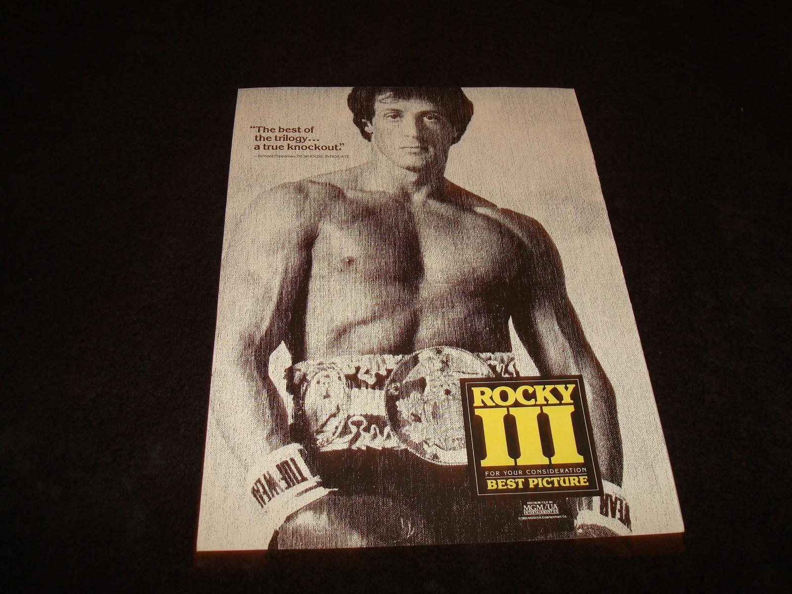 ROCKY III 1983 Oscar ad Sylvester Stallone as Rocky Balboa, for Best Picture