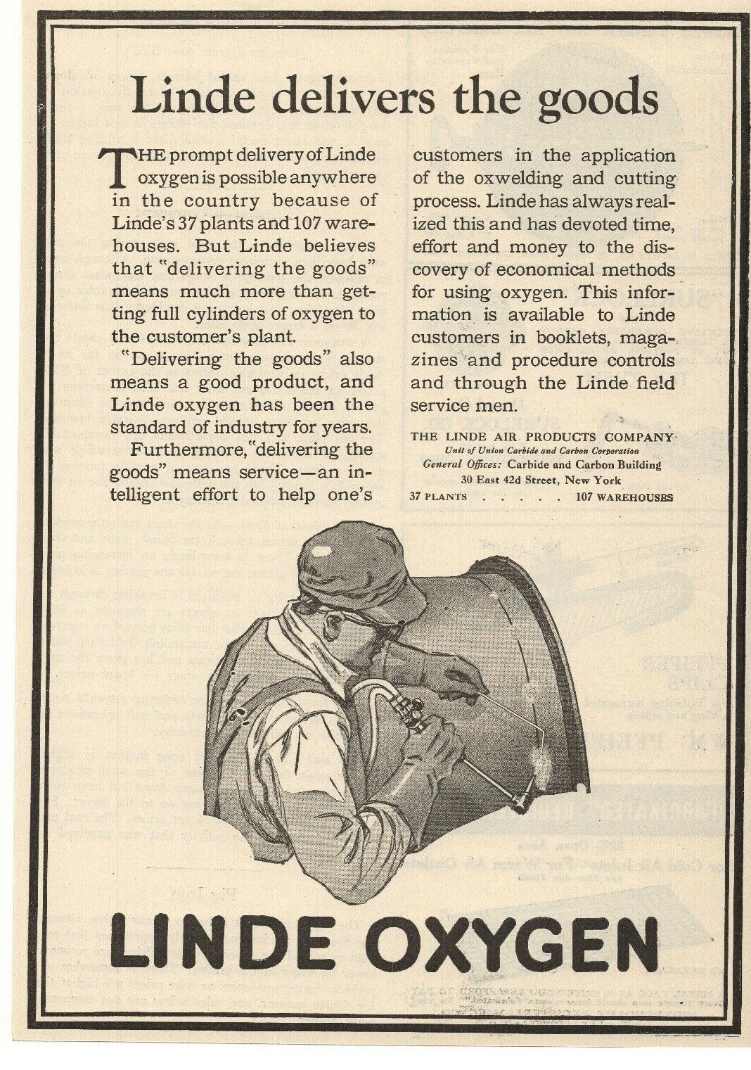 1927 Linde Air Products Company Advertisement New York
