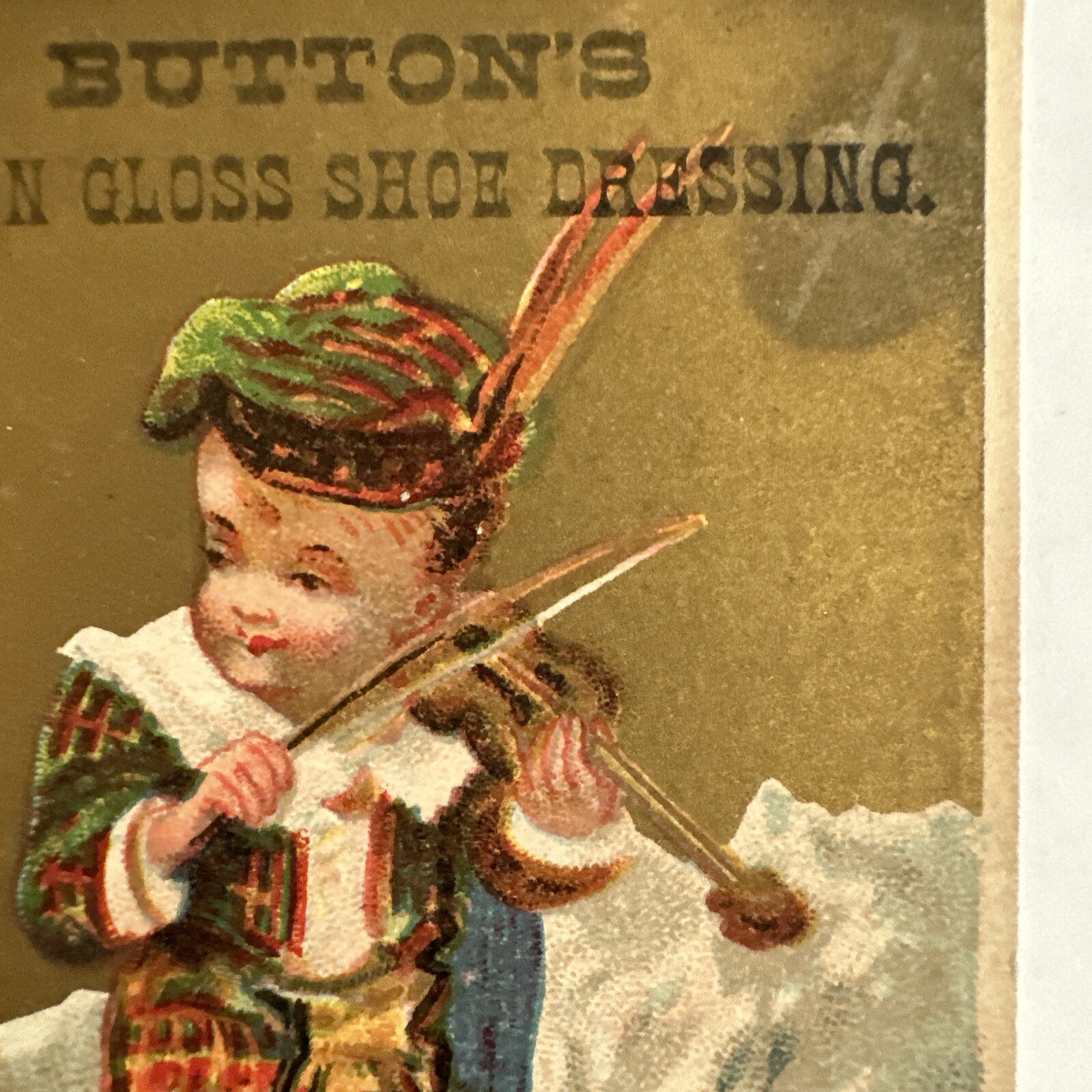 Button’s Raven Gloss Shoe Dressing Victorian Trade Card 1880s B5