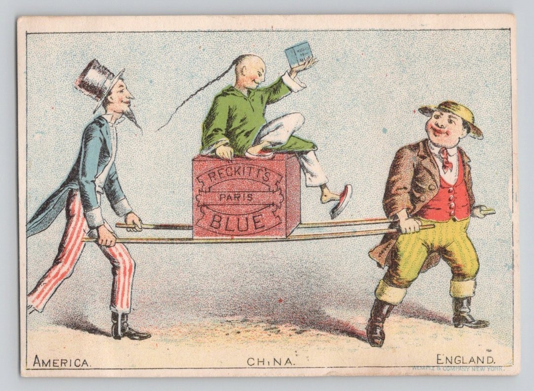 Reckitt’s Paris Blue Thomas Leeming & Co New York NY Victorian Trade Card 3×4.25