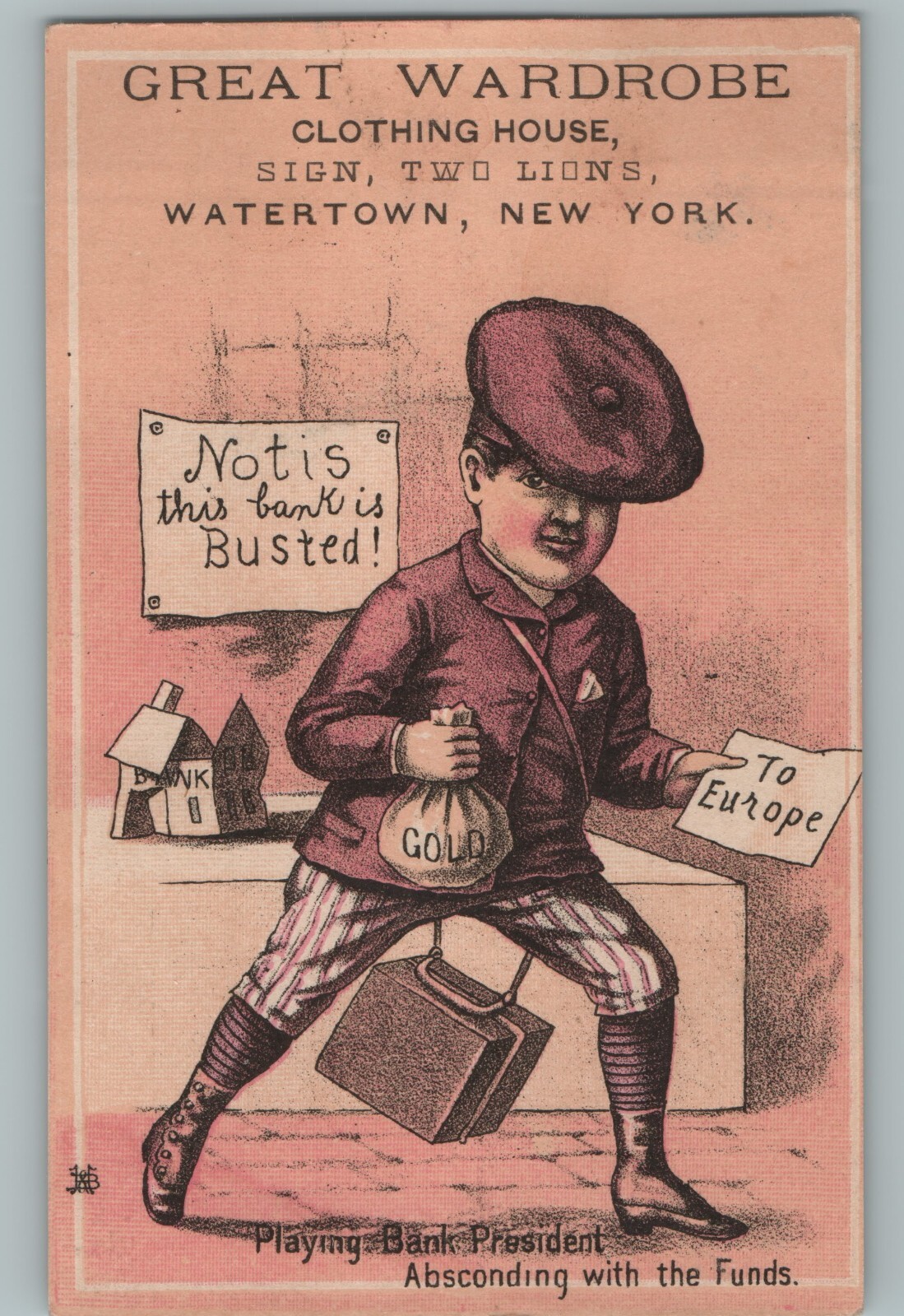Great Wardrobe Clothing House NY PLAYING BANK PRESIDENT ABSCONDING WITH FUNDS