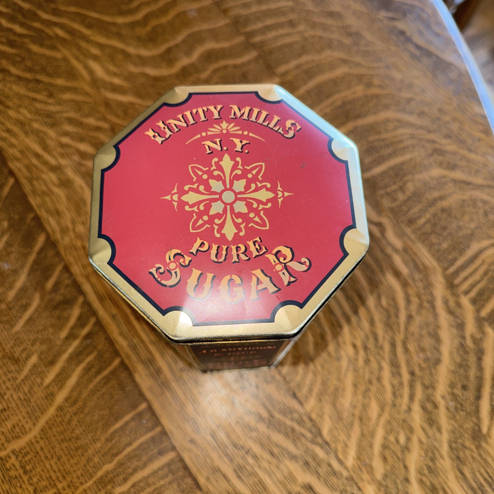 Vintage 6.5” J.R. Anthorn & Co. Pure Sugar Tin Unity Mills New York Advertising