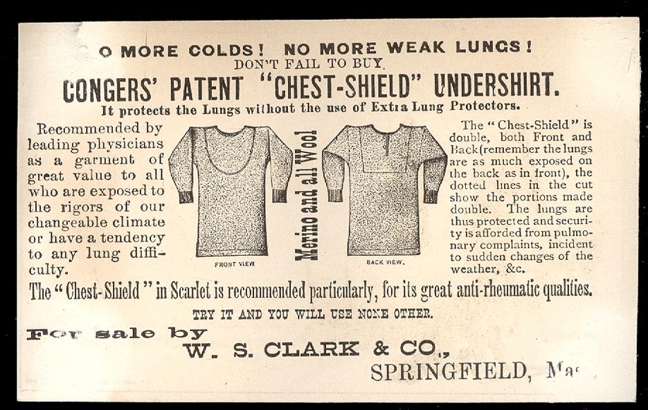 1882 NORTH POLE EXPLORATION TRADE CARD, CONGERS UNDERSHIRTS ADV TC567