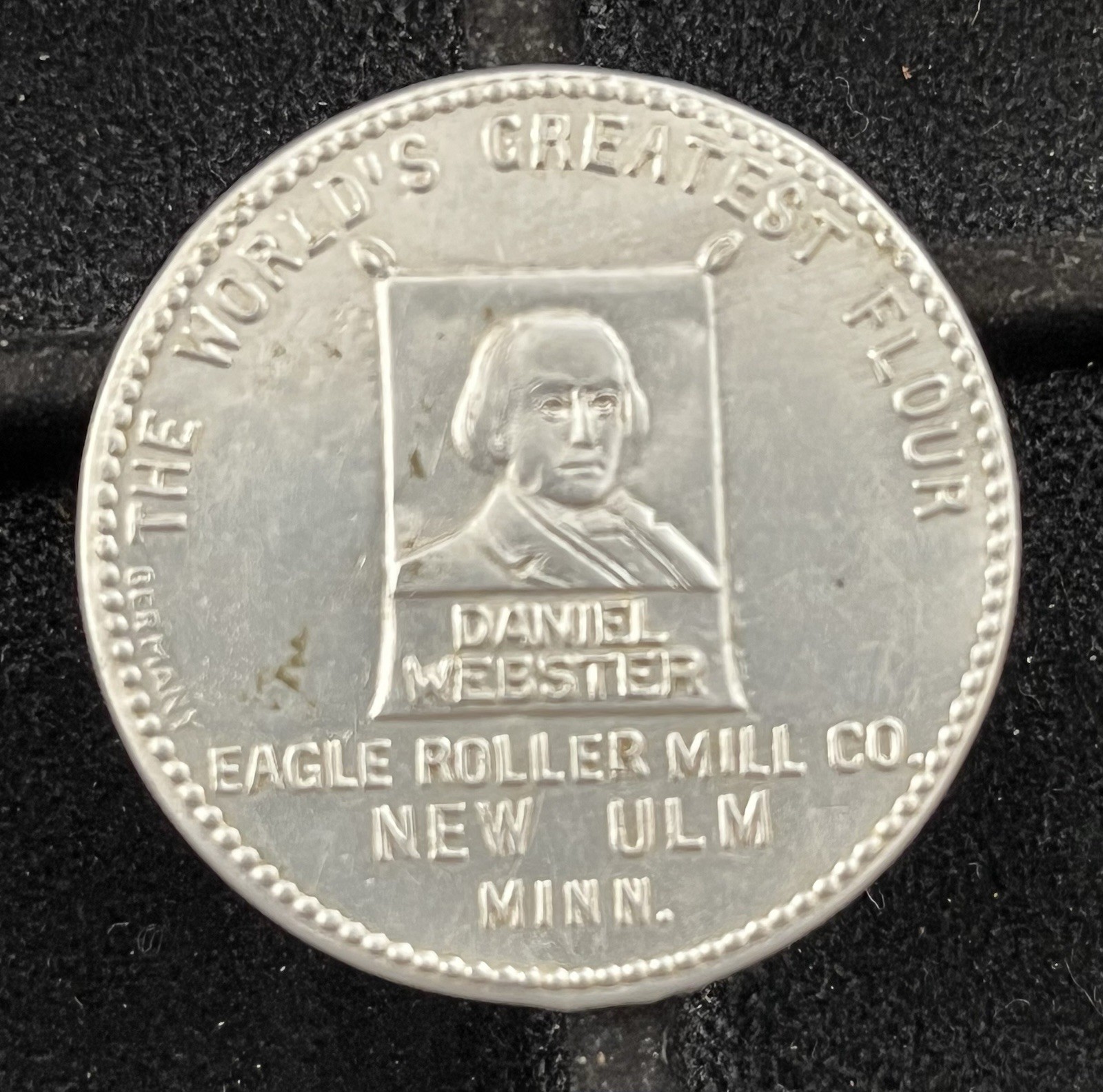 Antique Daniel Webster Ad Pocket Mirror Eagle Roller Mill Ulm Minnesota