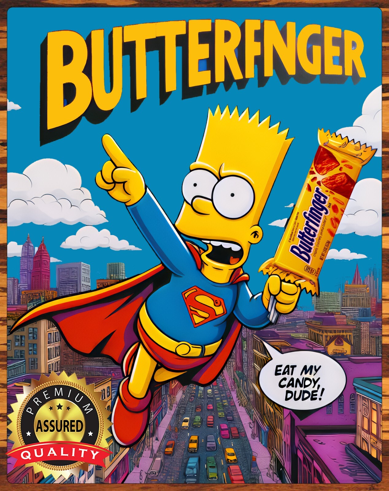 Bart Simpson – Superman – Butterfinger – Eat My Candy Dude – Metal Sign 11 x 14