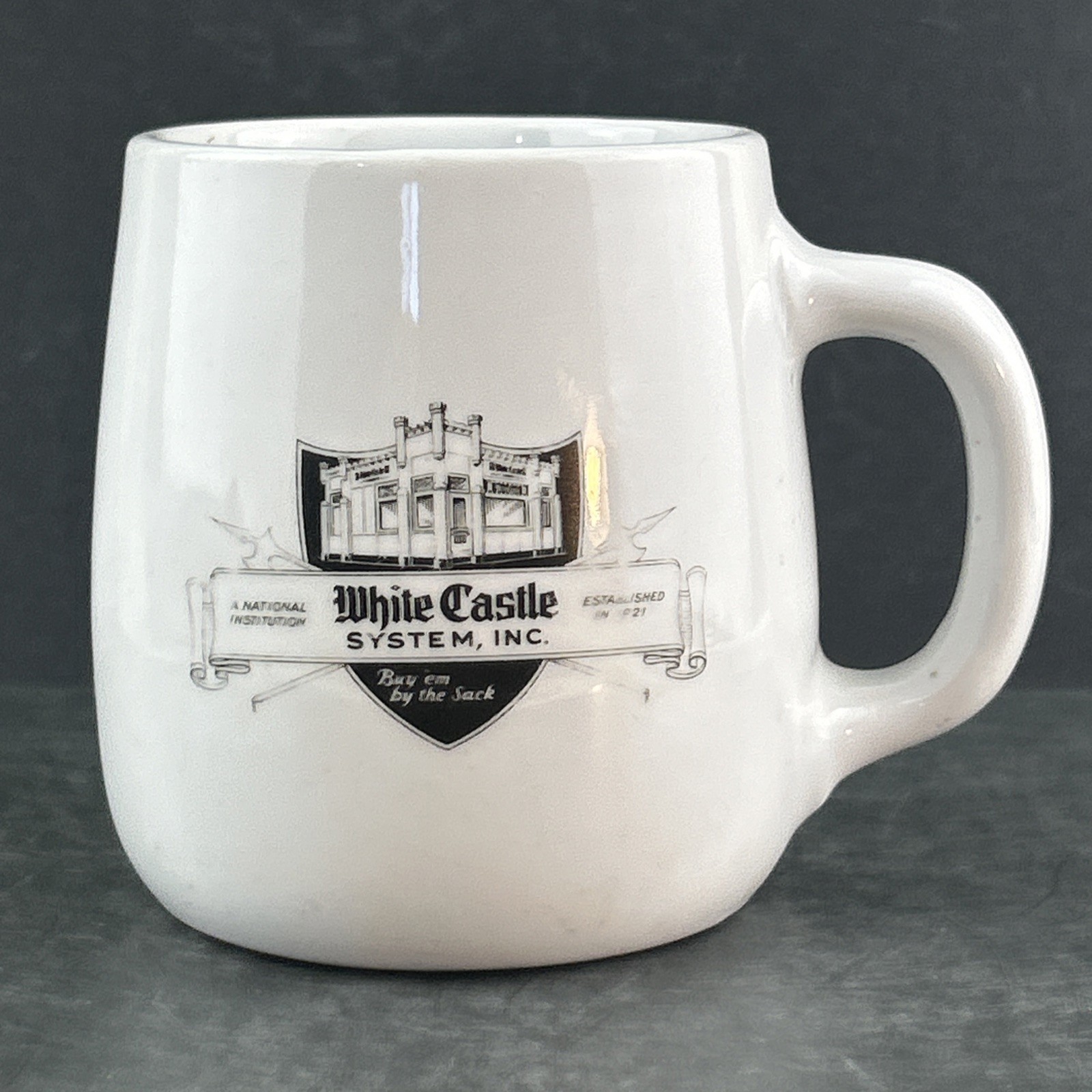 Vintage White Castle Coffee Mug, Featuring A Ashtray Bottom Buy Them By The Sack