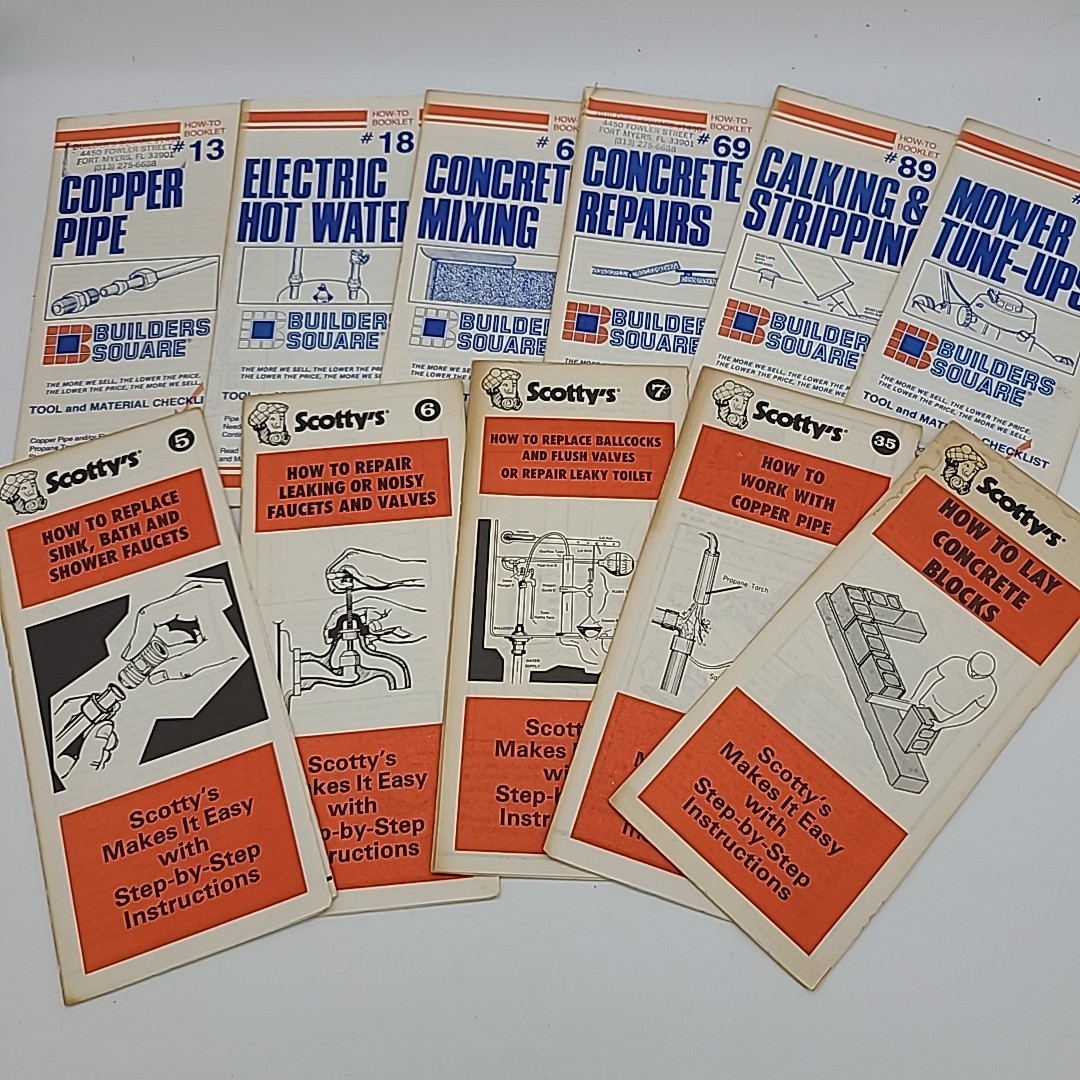11 Scotty’s Hardware Store / Builders Square “How To” Brochures Booklets Florida