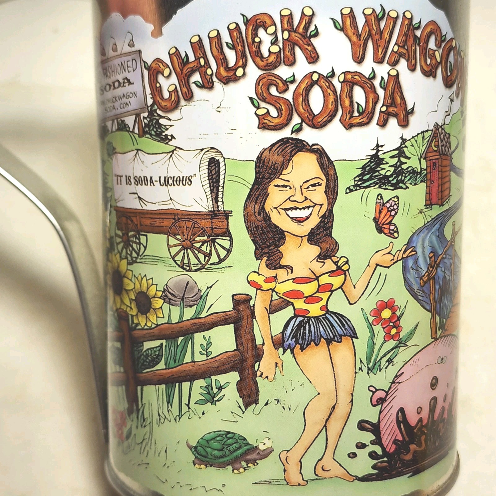Chuck Wagon Soda Tin Mug Cup Rustic Country Hillbilly Novelty 5.25″ Tall Vintage