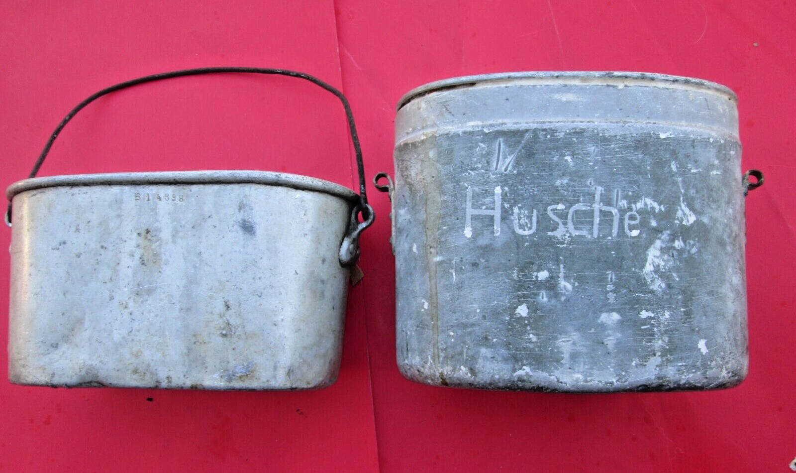 Two unidentified military vintage antique mess tins kits age / origins unknown