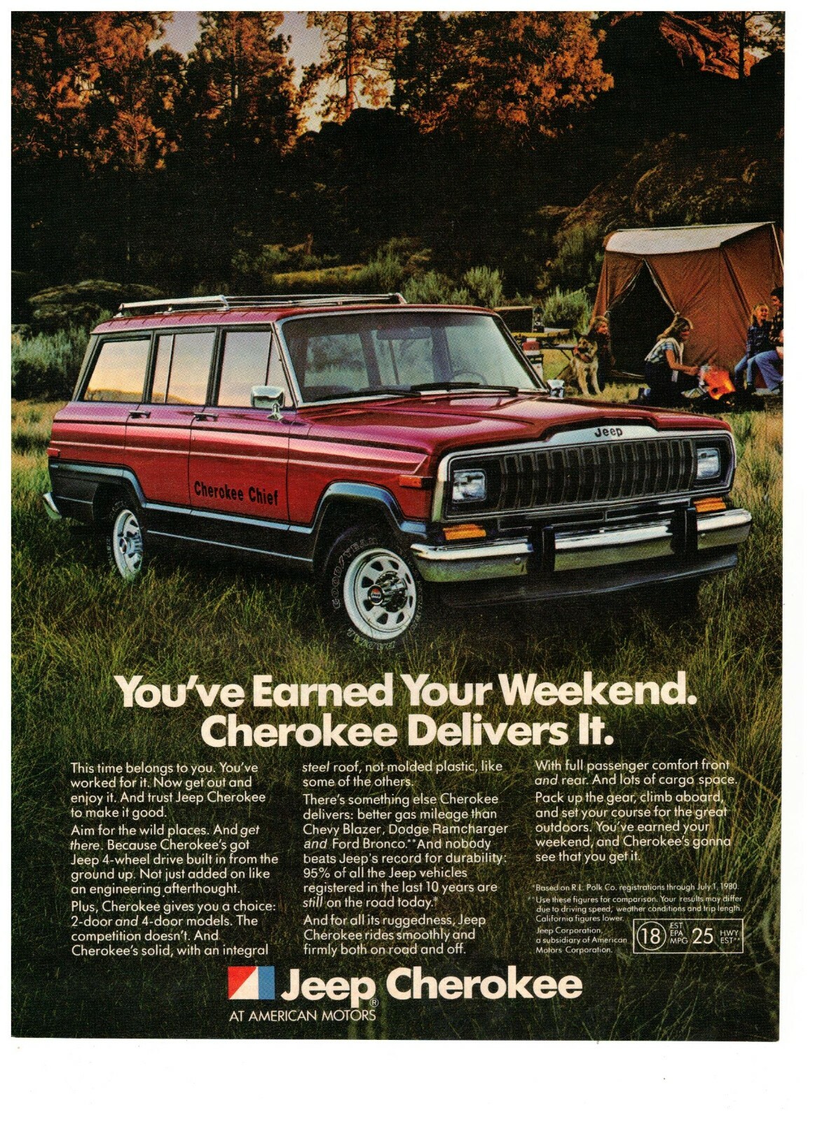Jeep Cherokee Earned Your Weekend Vintage 1984 Print Ad