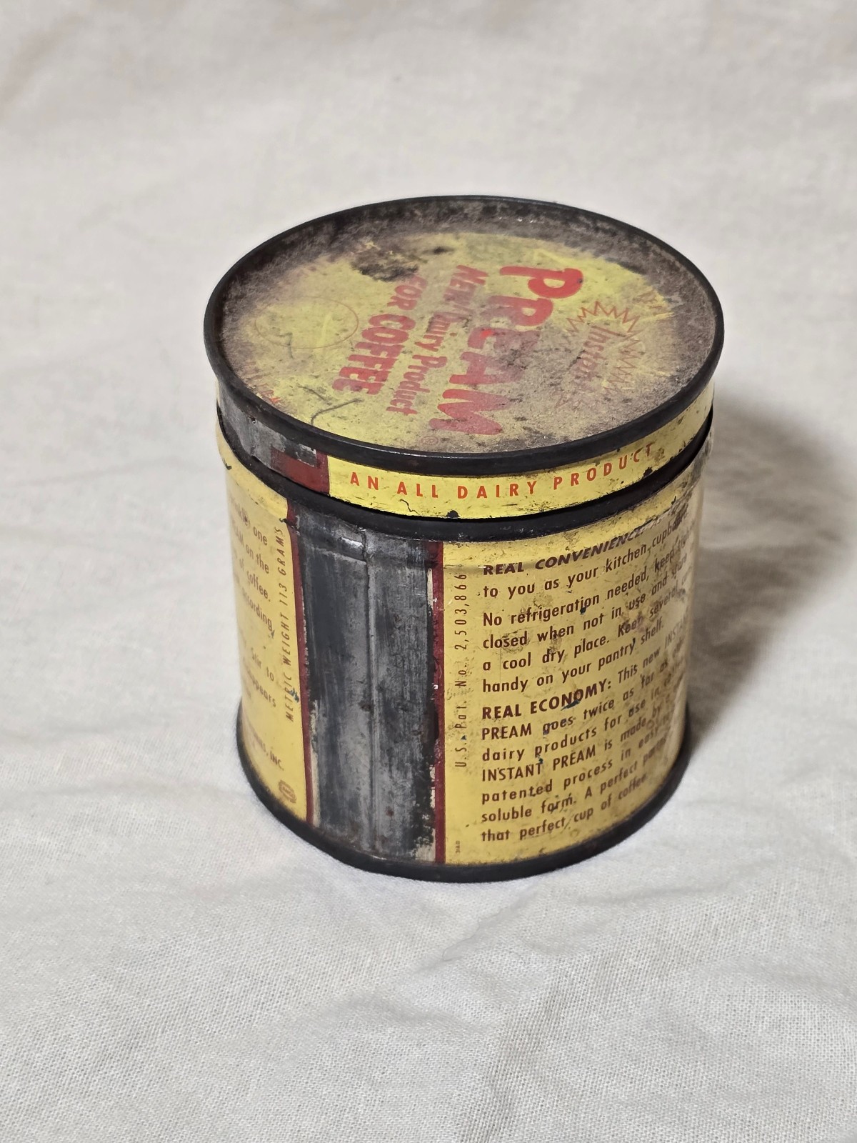 Vintage Empty Pream New Dairy Product For Coffee Tin