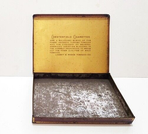Large Antique Chesterfield Cigarettes Empty Tin