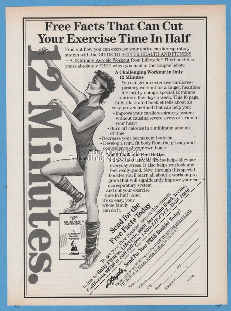 1987 Lifecycle Bally Fitness Irvine CA exercise aerobic fitness print ad
