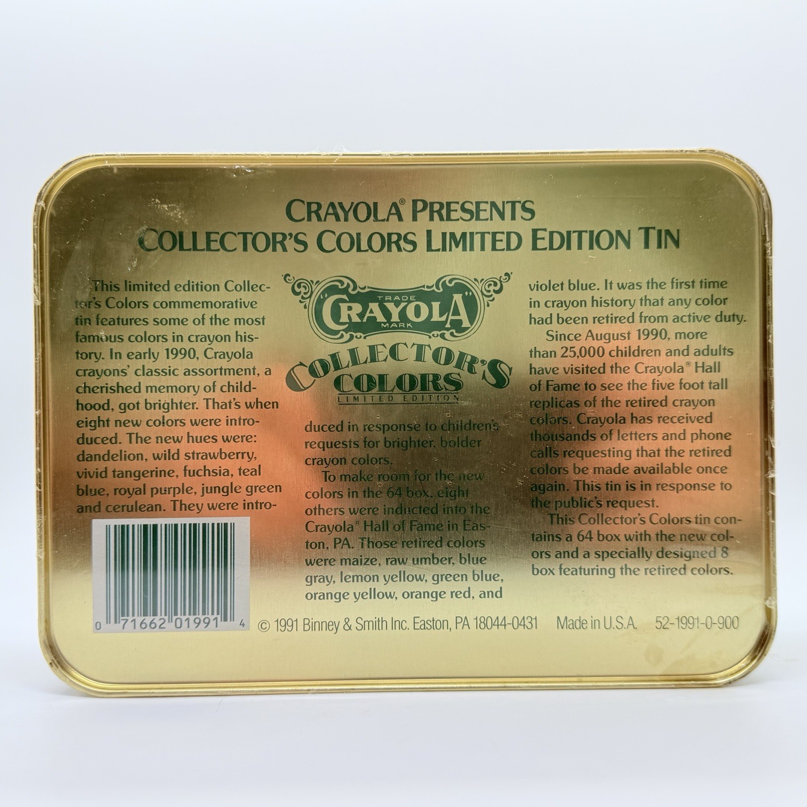Crayola Collector’s Colors Limited Edition Tin w/ 72 Crayons (1991)