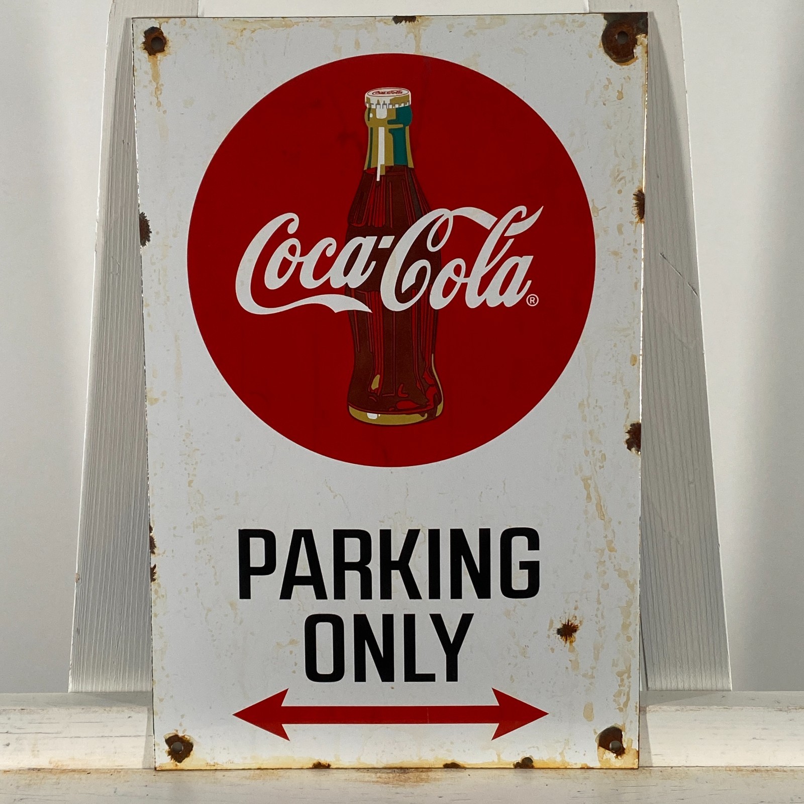 COCA-COLA – Enamel Sign – 38x25cm (15×9.8″) – Nice Unique Parking Only Wall Sign