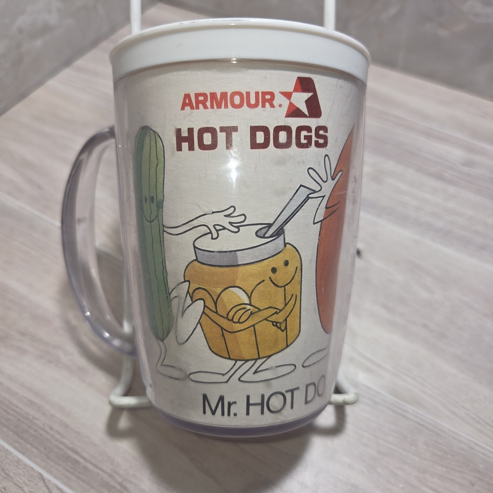 VTG Armour “Mr. Hot Dog and Friends” Insulated Mug Cup Advertising Collectible