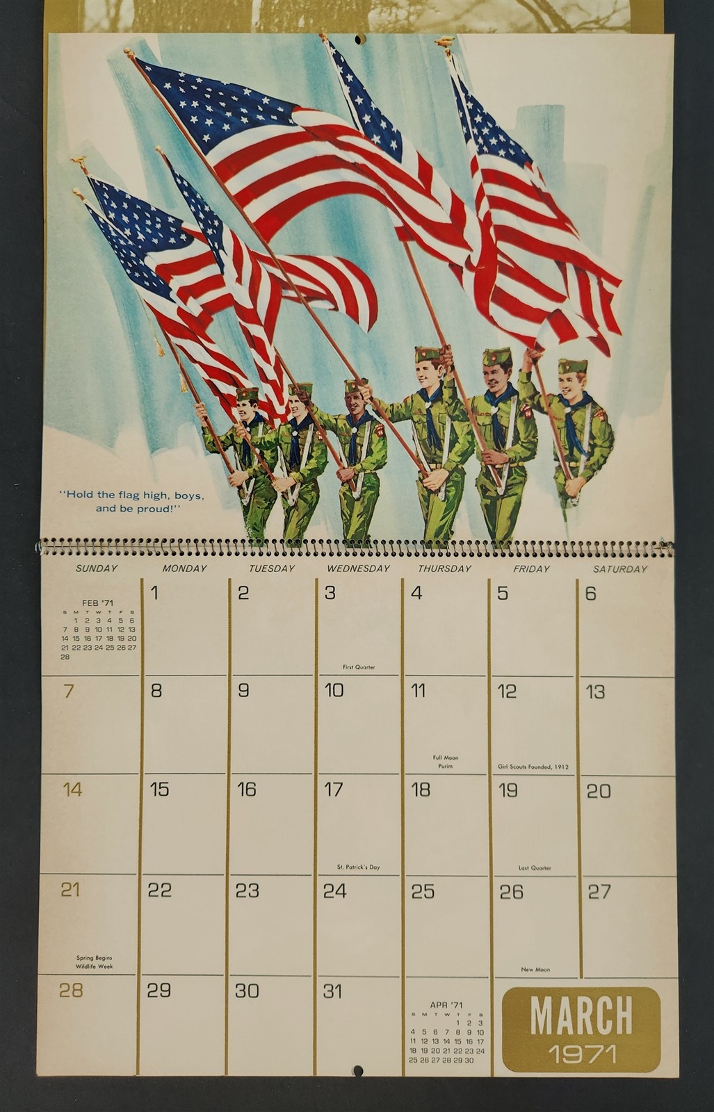 19471 vintage CALENDAR berwyn il BOY SCOUTS bsa norman rockwell RIDGELAND BANK