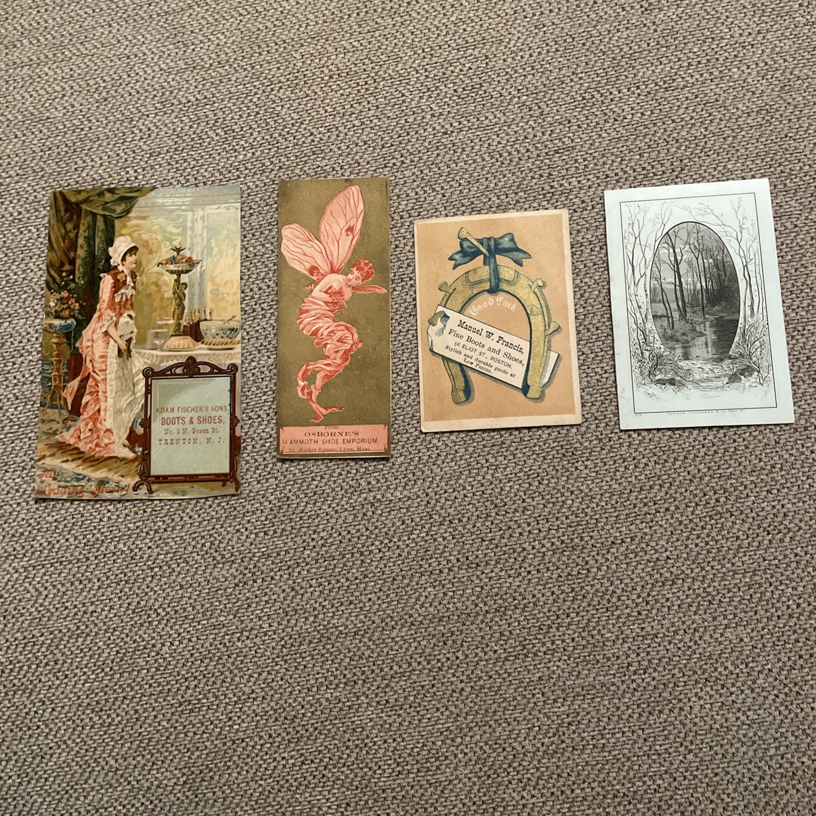 4 Antique Trade Card Boots & Shoes Mixed Company’s