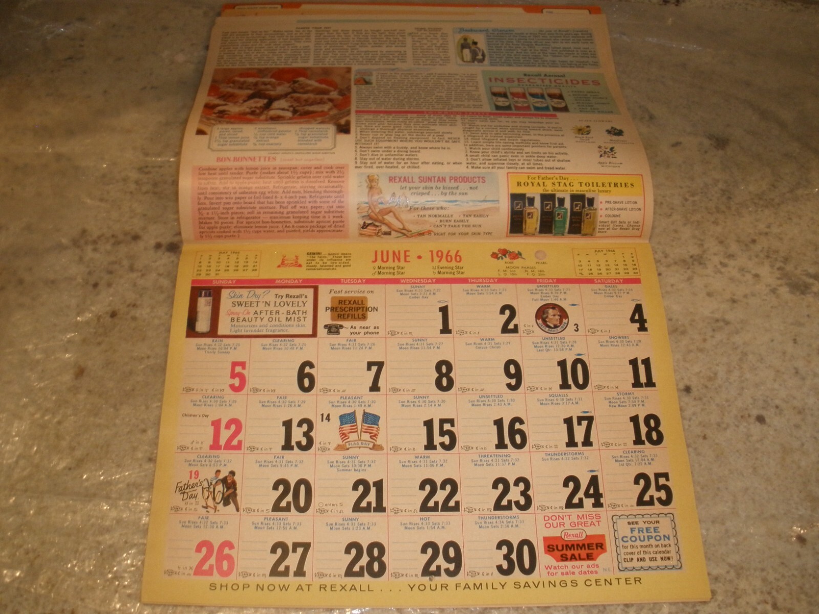 1966 REXALL DRUG STORE ALL SEASON’S GREETINGS WEATHER CHART CALENDAR (D7)
