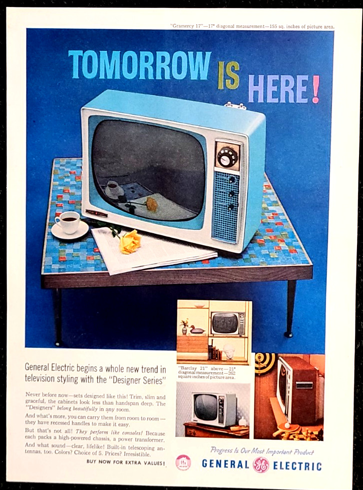 General Electric GE Television Original 1958 Vintage Print Ad Wall Art