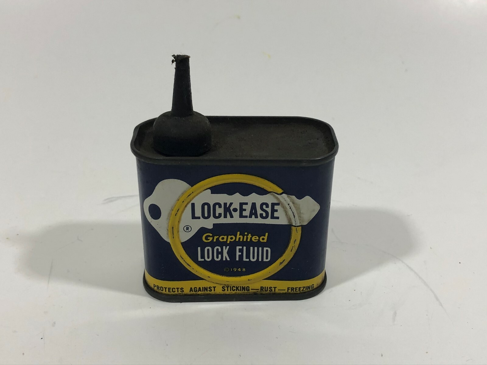 Lock-Ease Tin Empty Advertising Can American Grease Stick Co. 1948 Vintage 4 Oz.