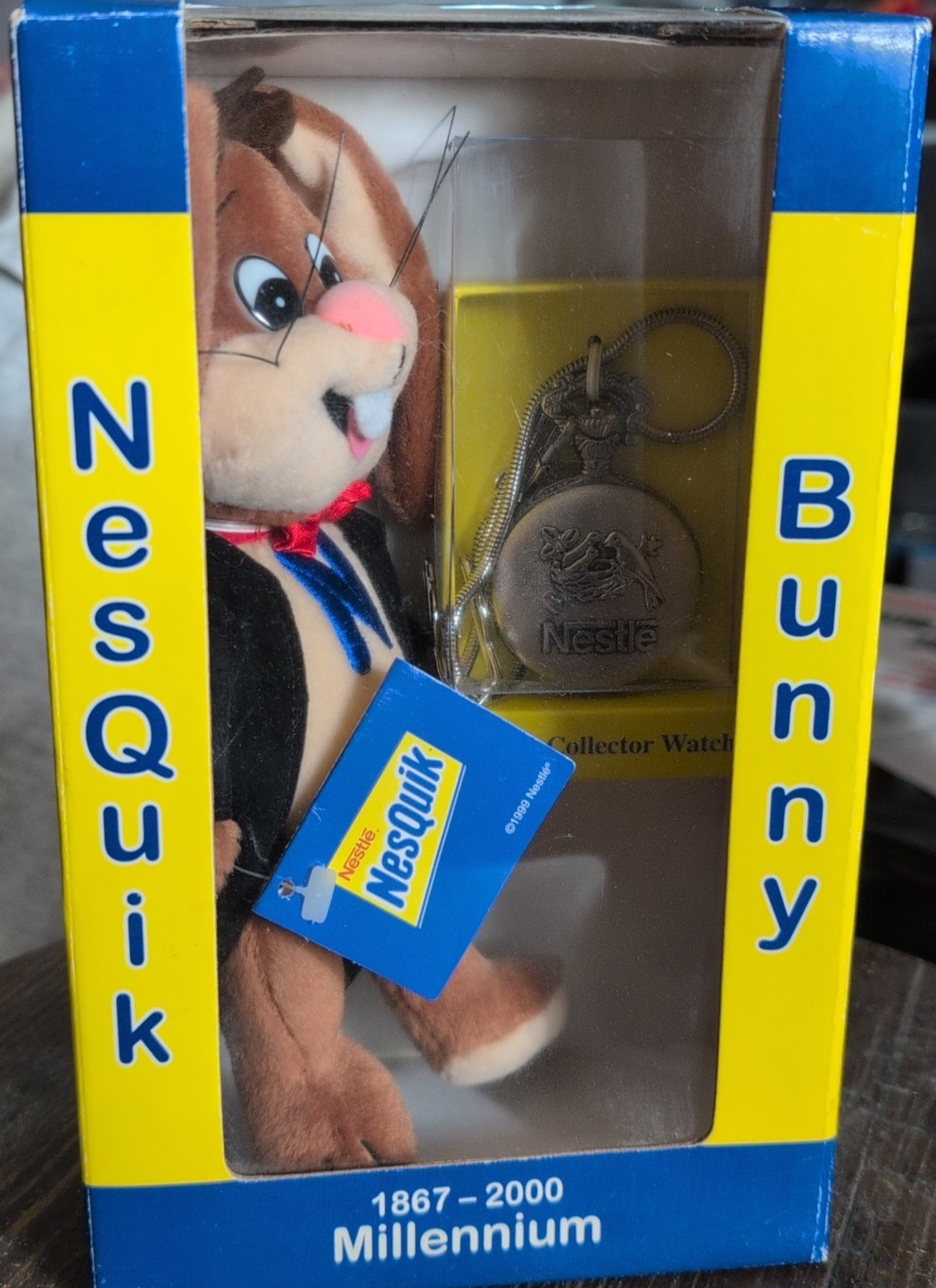 Vtg 1999 Nesquik Bunny Millennium Plush Toy & Collector Wacth Set NIB 1867-2000