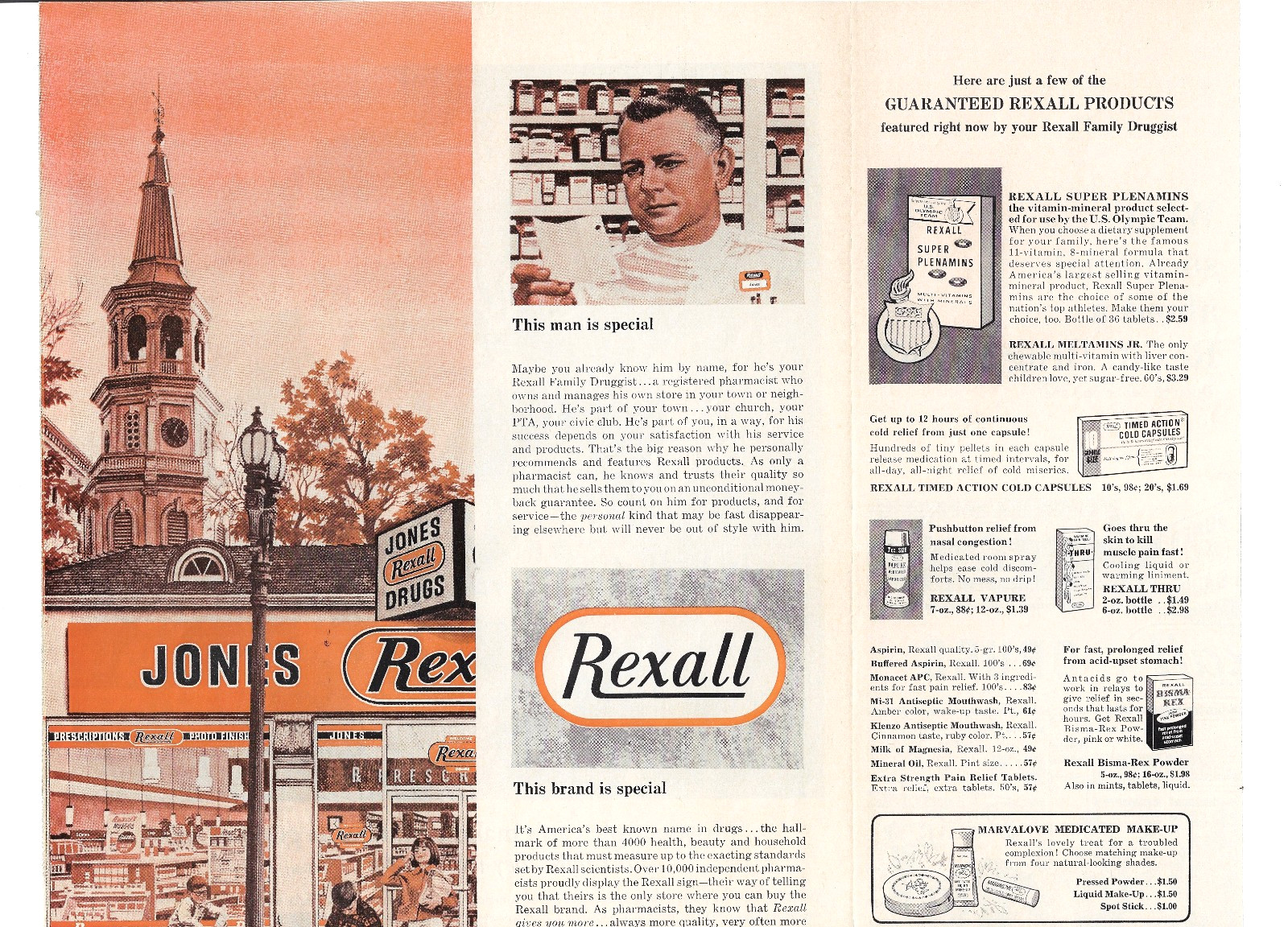 Rexall Drug Stores Print Ad Vintage 1960s Retail Advertising Fold Out 1965
