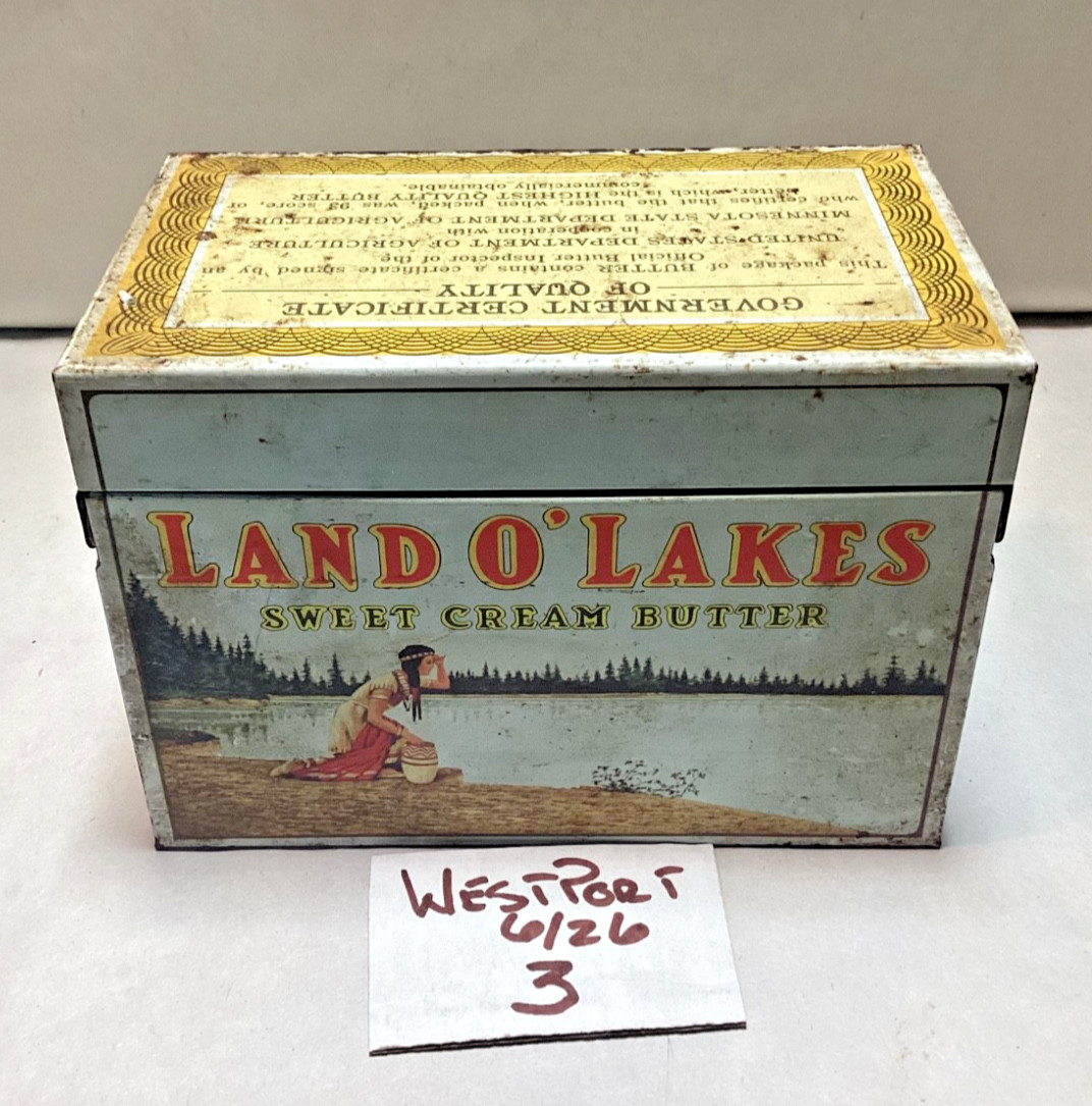Vintage Land O’ Lakes butter tin recipe box