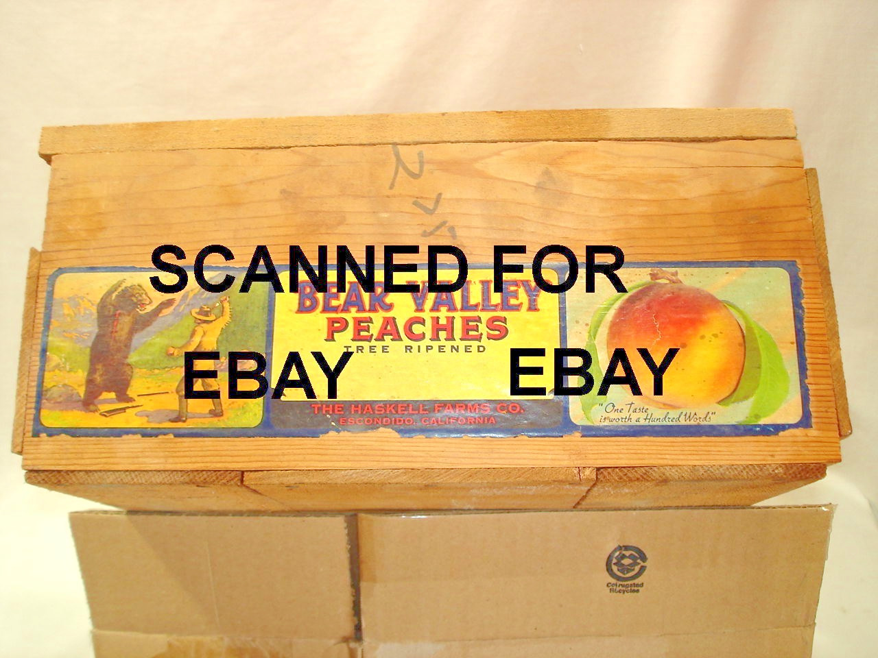 Rare Bear Valley Peaches Escondido, Poway CA. Fruit Crate Label