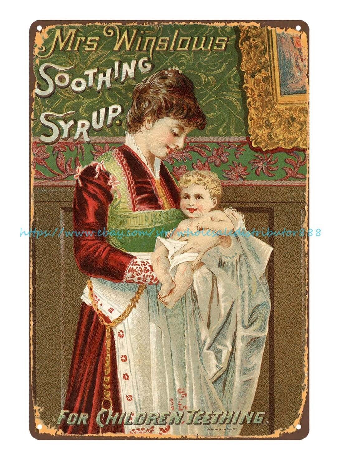 cool art prints Mrs. Winslow’s Soothing Syrup Victorian Advertising tin sign