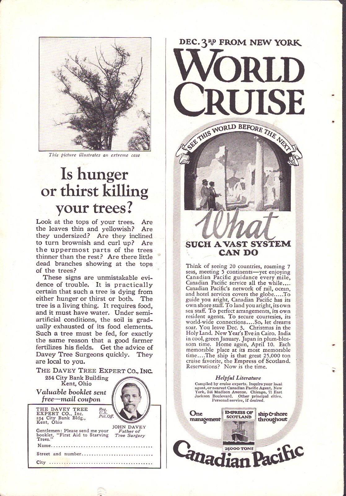 1925 Around the World Cruise on “Franconia” Print Ad