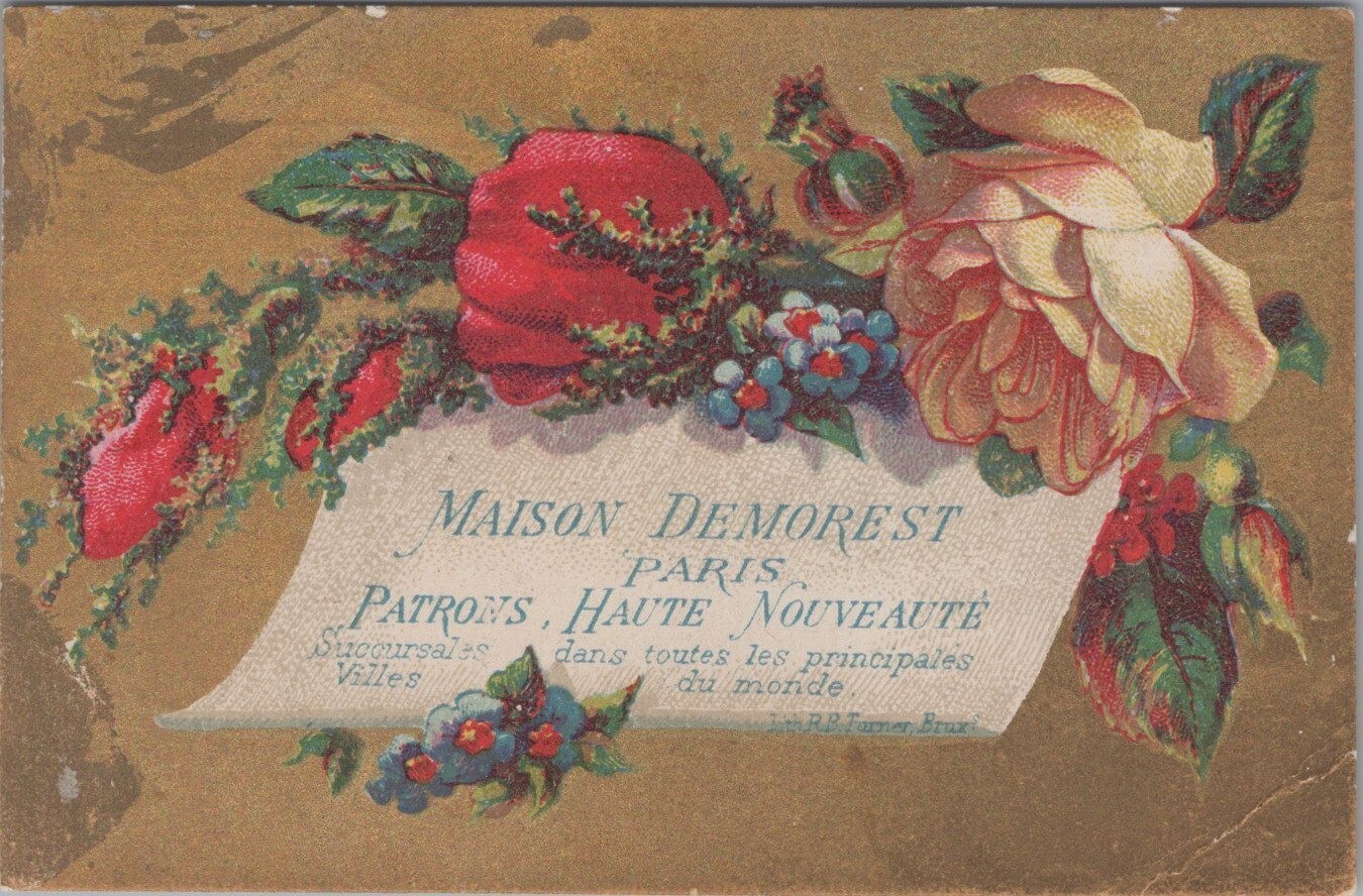 Maison Demorest Paris Patrons High Novelty Yellow Rose Flowers Gold Gilt MPV1