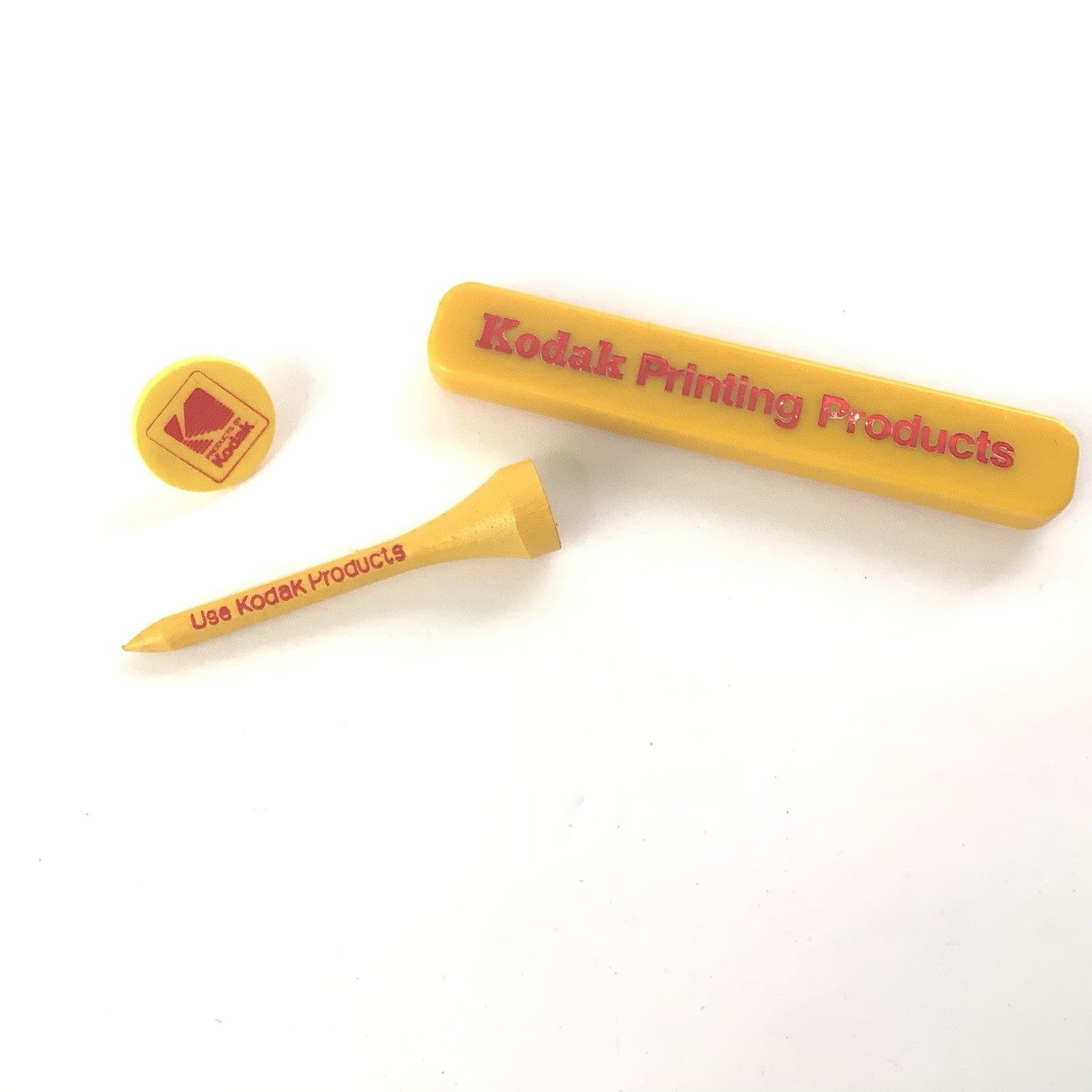 VTG Kodak Advertising Lot – New Golf Tee & Ball Marker – Slide Pocket Knife Used